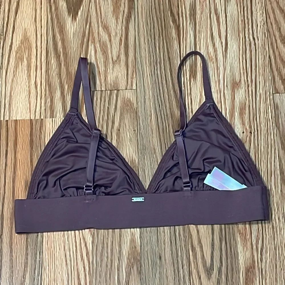 PINK Embroidered Roses, Mauve Triangle Bralette, Large - Picture 3 of 5